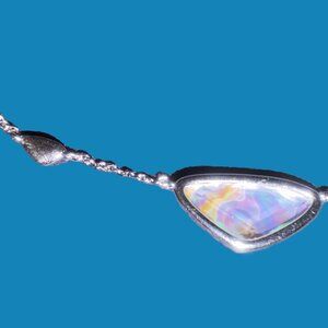 Kendra Scott Vintage Margot Silver Necklace Mark Iridescent Gemstone NWOT